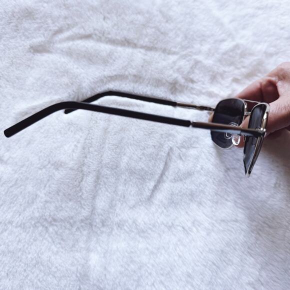 Troy Black w/ Silver Rims Rectangular Polarized Sunglasses - Picture 8 of 10